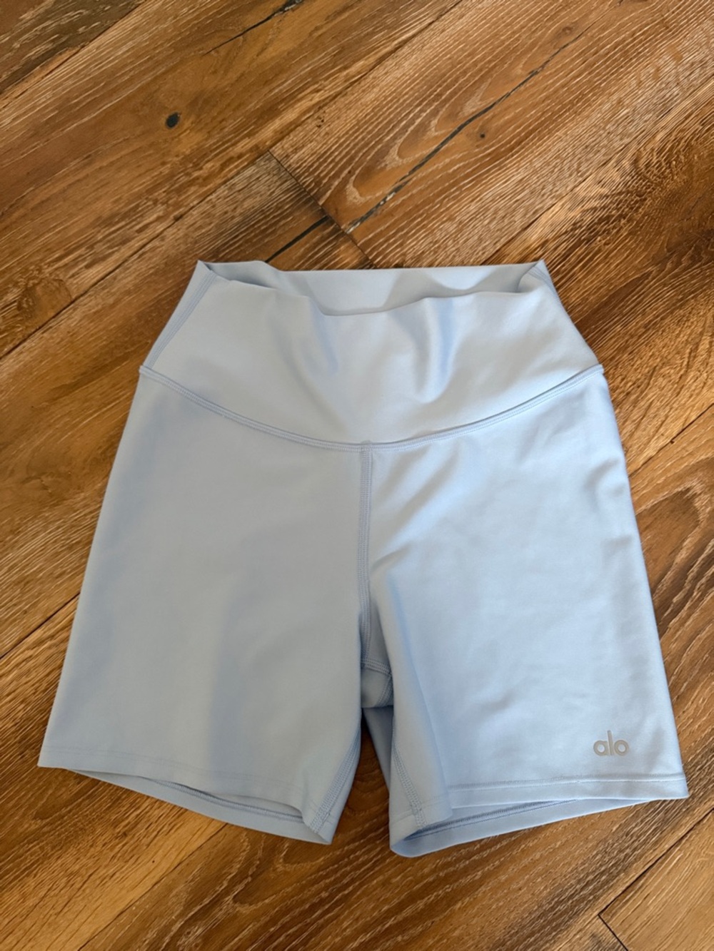ALO Yoga Soft Sky Blue High-Waist Bike Shorts
